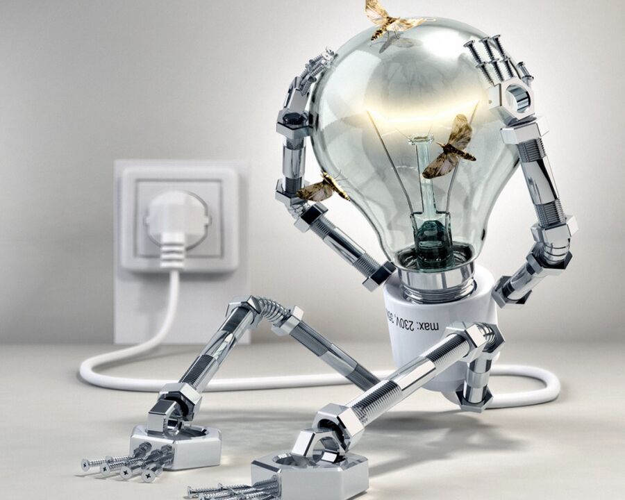 robot light bulbs and energy saving